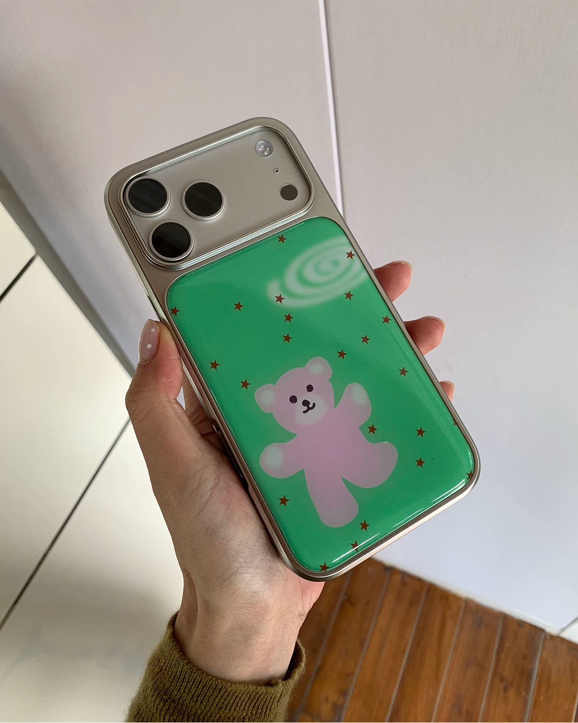 green teddy phone case
