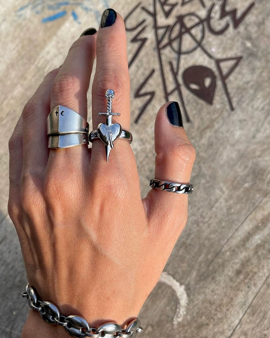 silver armor ring