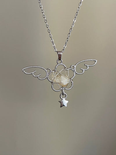 angel wing crystal necklace