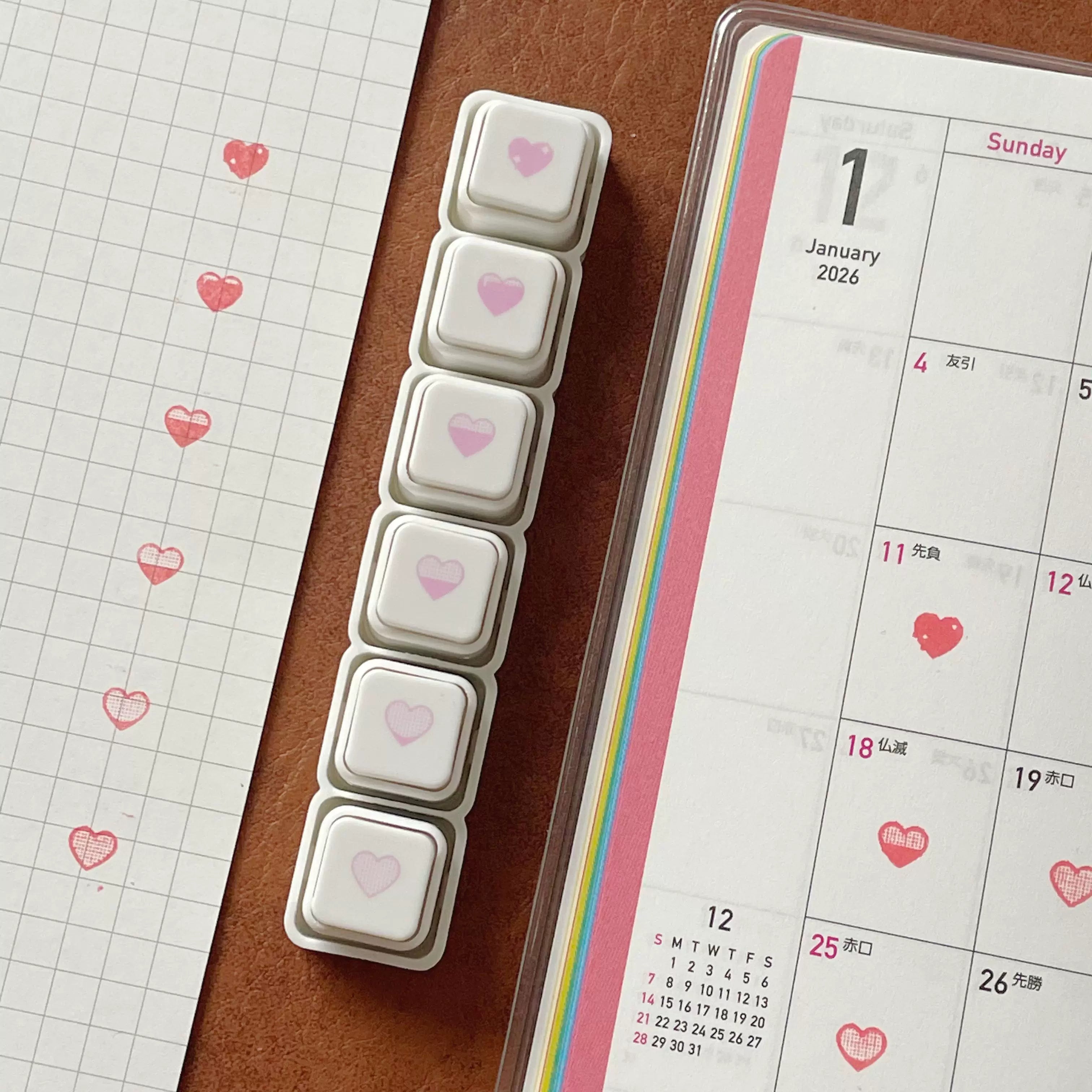 pink heart stamp set