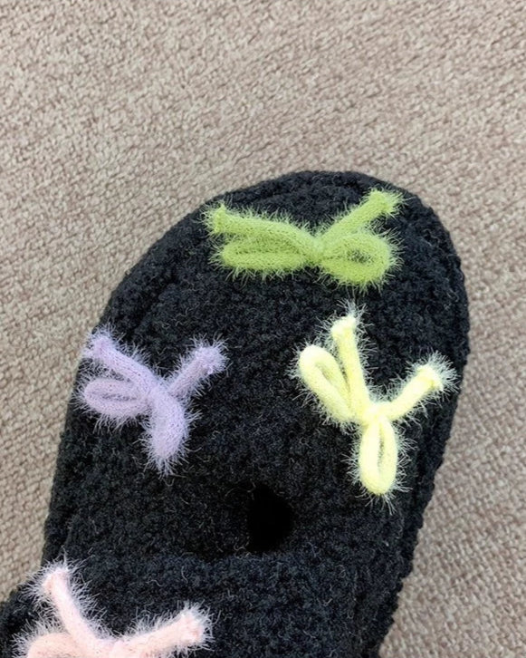 ribbon sherpa slippers
