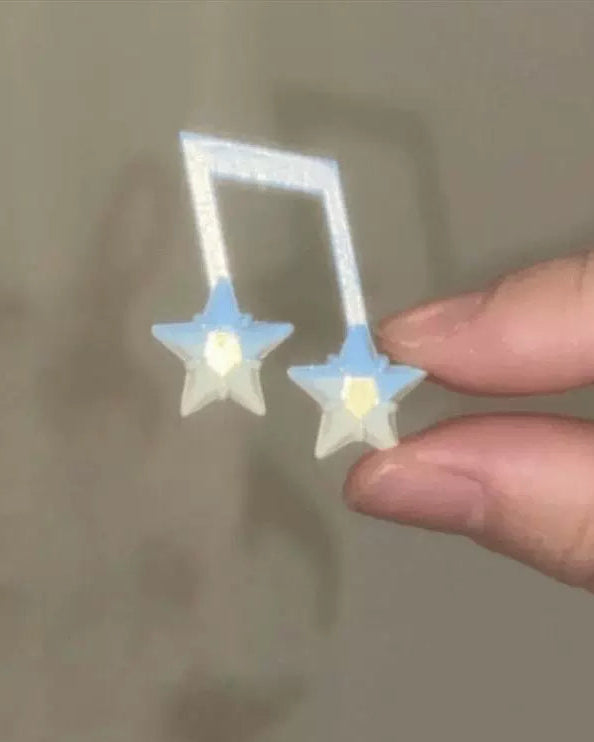 musical note light blue star hair clip