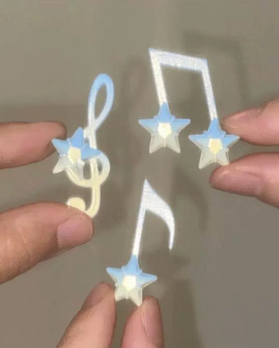 musical note light blue star hair clip