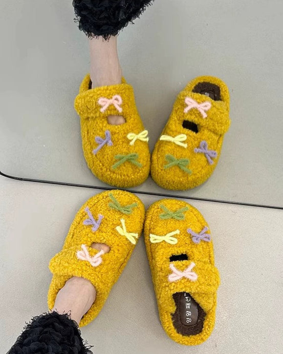 ribbon sherpa slippers