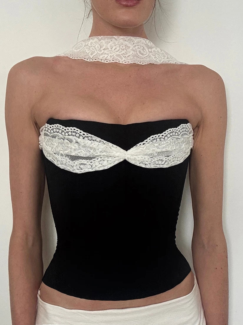 lace halter bandeau top