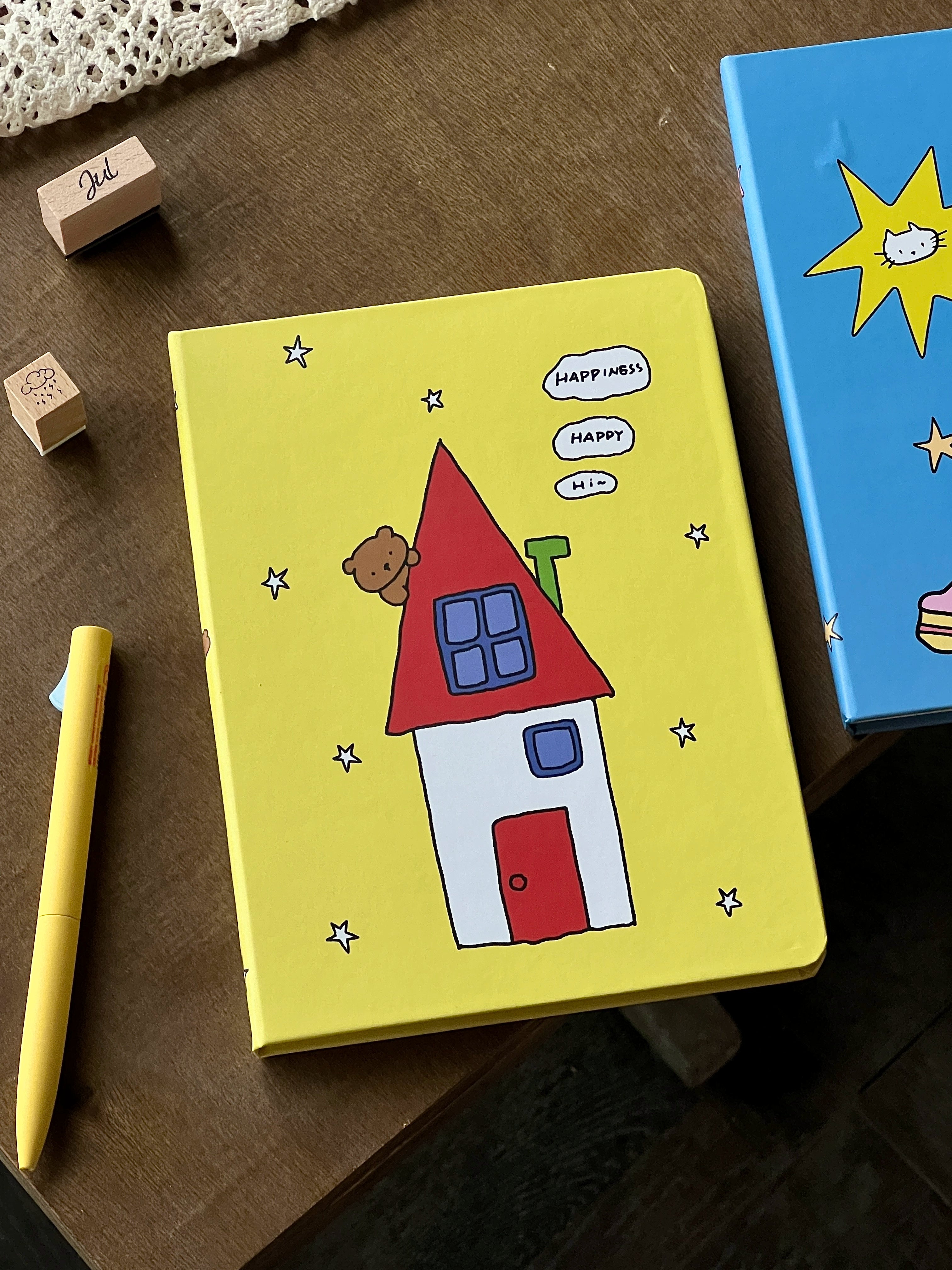 happy yellow house a5 notebook