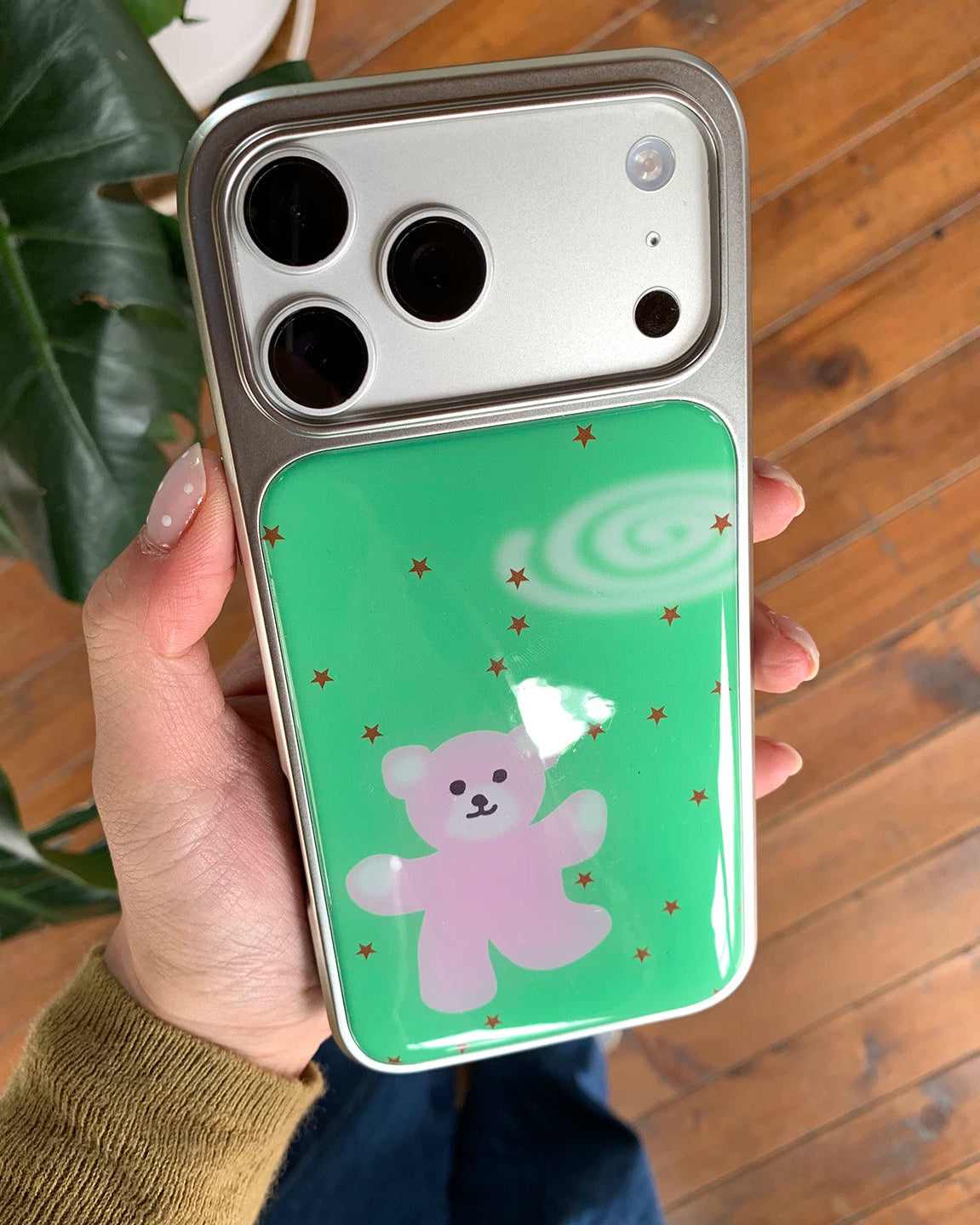 green teddy phone case