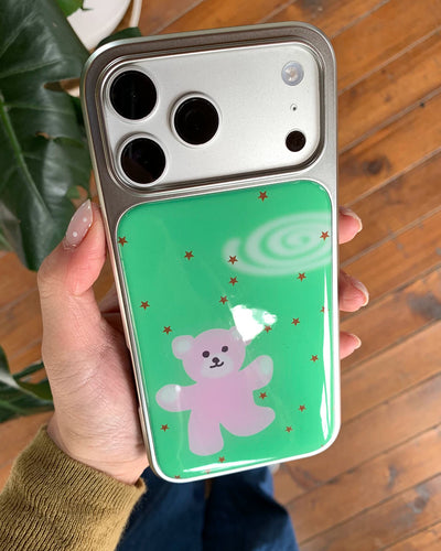 green teddy phone case