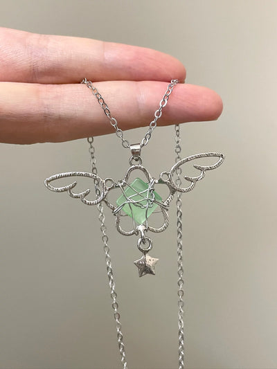 angel wing crystal necklace