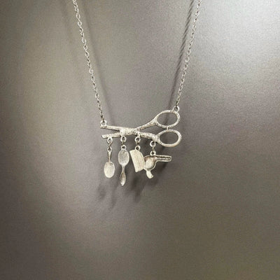 silver hair salon necklace