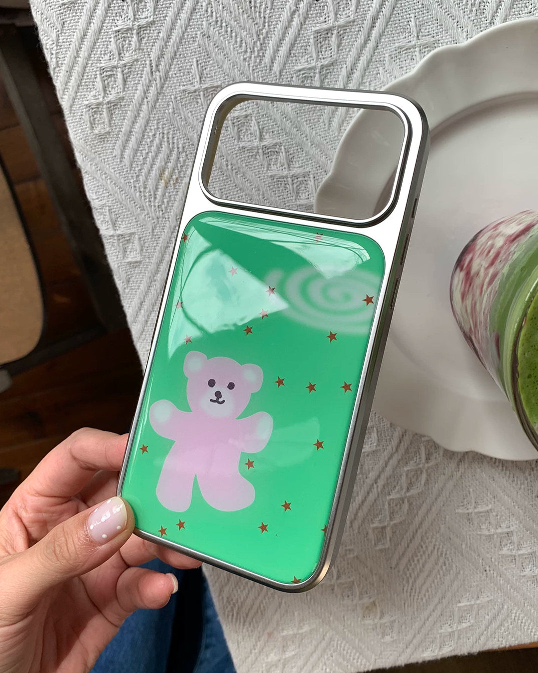 green teddy phone case