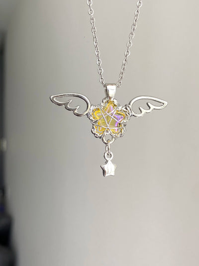 angel wing crystal necklace