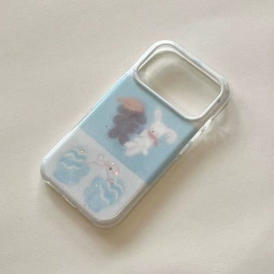 dreamy bunny and puppy phone case