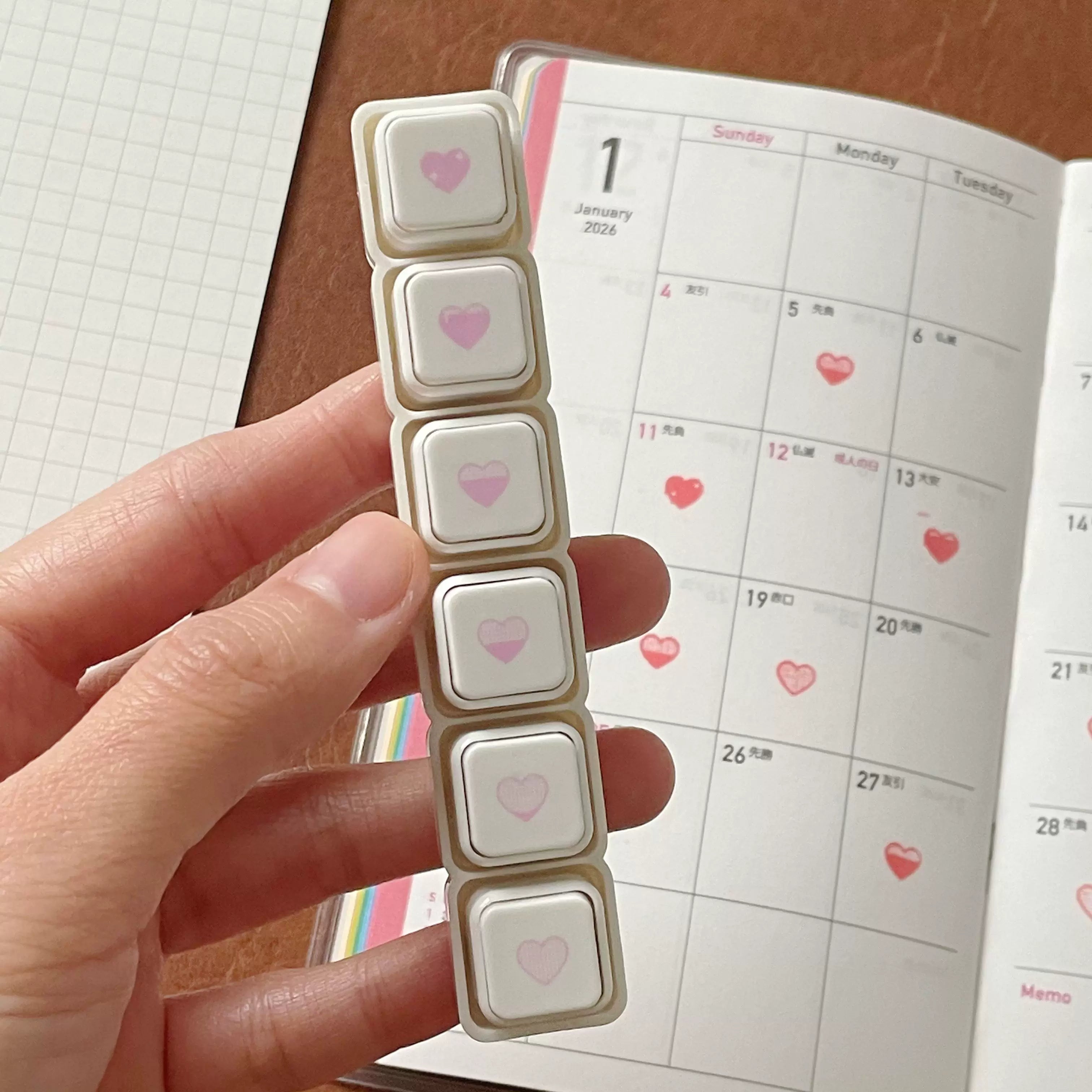 pink heart stamp set