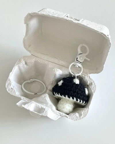 crochet mushroom keychain