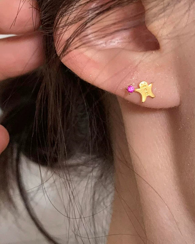 gingerbread man mini earrings