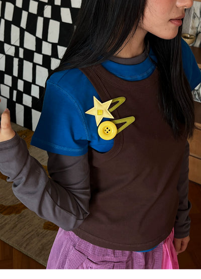 star and button hairclips