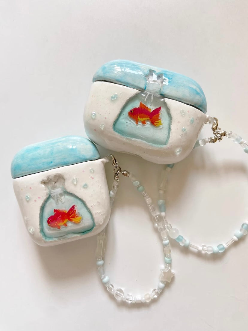 blue goldfish airpods case 🎐