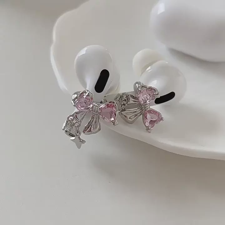 pink bow airpods charm