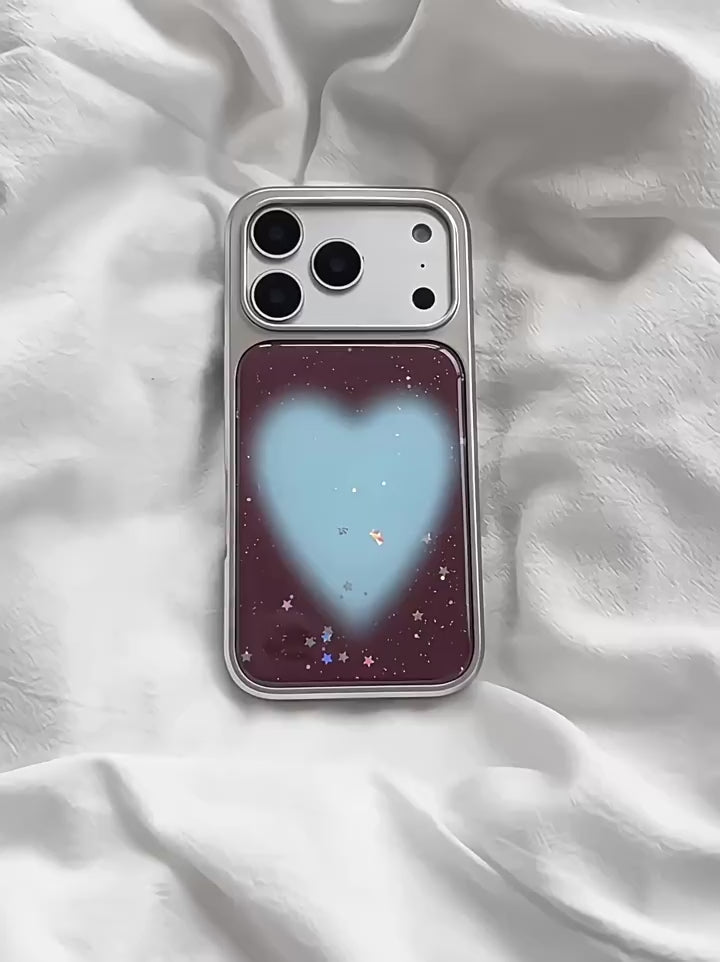 blue + brown heart phone case