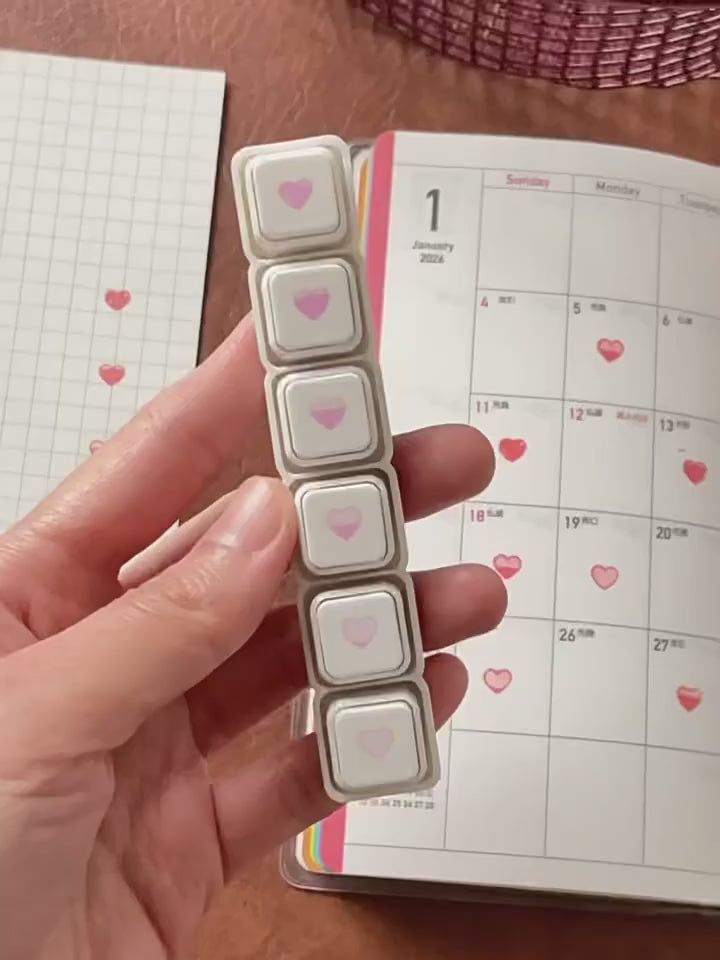 pink heart stamp set