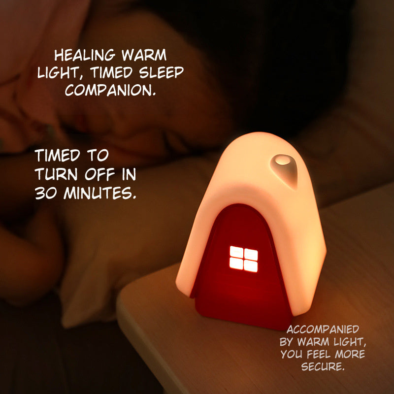 snow cottage house lamp